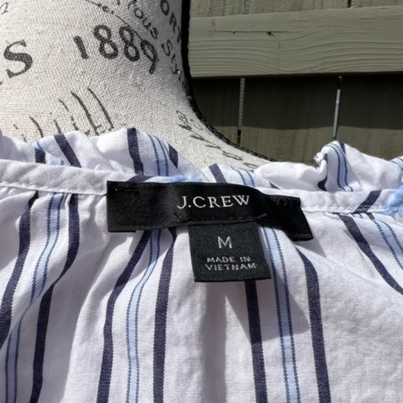 J. Crew Tie Front Vertical Stripes Cotton Blouse - Picture 14 of 15